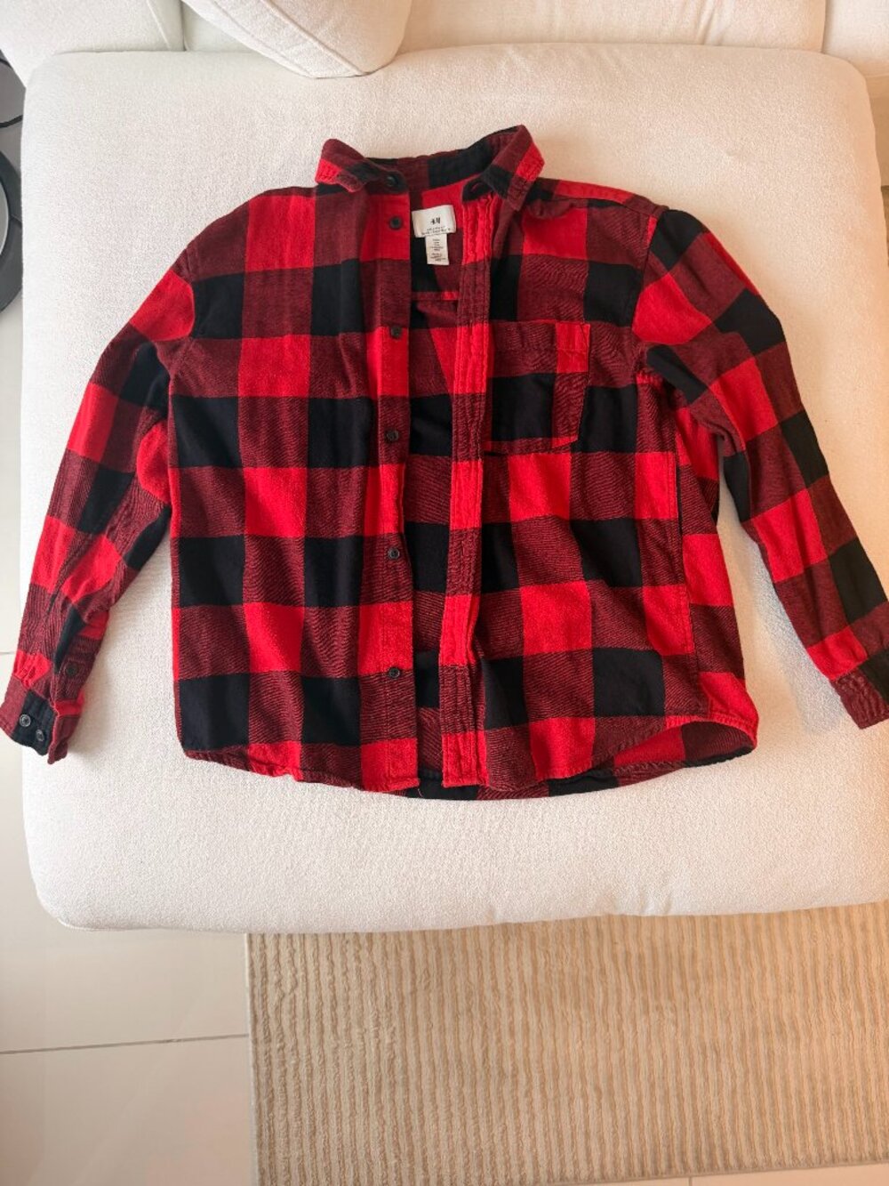 H&M Relaxed Fit Red Black Buffalo Plaid Flannel Shirt